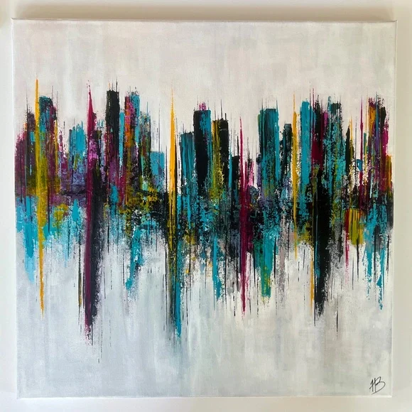 City Lines - Abstract Acrylic Texture Painting20x20 CanvasColorful Art